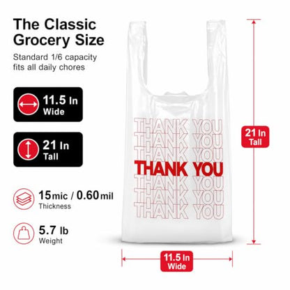 TashiBox 300Ct Plastic Bags，thank you bags,Shopping bags - style: 300pcs