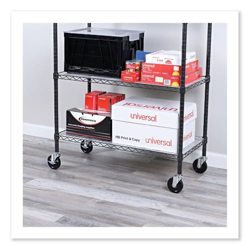 Optional Casters for Wire Shelving, Grip Ring Type K Stem, 4" Wheel, Black/Silver, 4/Set (2 Locking)
