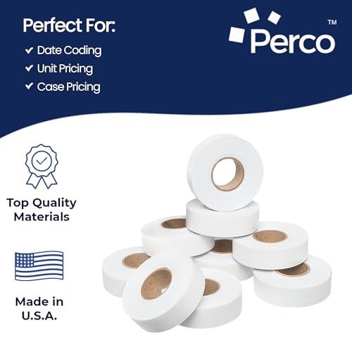 Perco White Price Marking Labels - 110,000 Blank Labels for Garvey 22-6/22-7/22-8 Price Gun with Ink Rolls Included - 90 Rolls, 10 Sleeves - Made in USA - color: White, size: 10 Sleeves