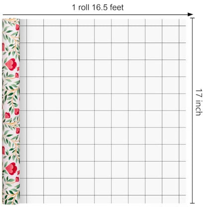 Burymento Floral Gift Wrapping Paper Roll for Women Girls - color: White - Red Floral