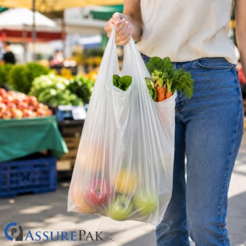 ASSUREPAK White Unprinted HDPE Bags, 16" x 8" x 30", 16 Micron, 500 Count