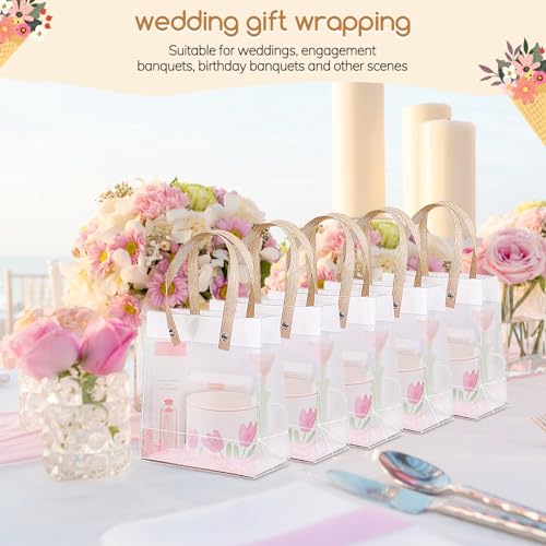 Clear Plastic Gift Bags with Handles,Small Favor Bags,20 Pcs