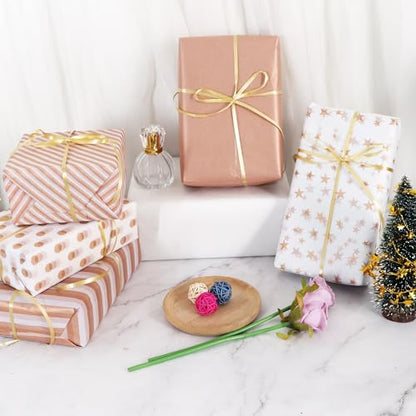 BEISHIDA 100 Sheets Rose Gold White Tissue Paper Bulk for Gift Wrapping Bag - color: rosegold