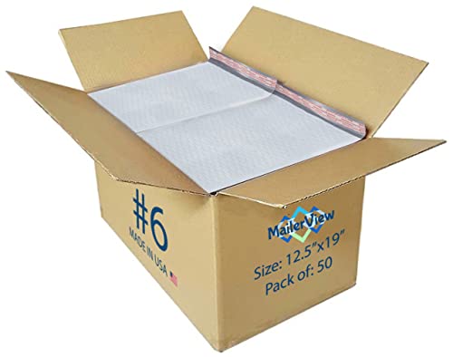 Bubble Mailers 12.5x19, Self Seal Poly Padded Envelopes #6, 50 Pack Bulk - color: White, size: 12.5"x19" / 50 Pack