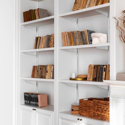 VEVOR Shelf Pilaster, 39-inch 10 Pack, Upright Wall Shelving System, Heavy Duty Support System Single Slot Shelf Rails, 40 Screws Included, Suitable for Cabinet Closet Organization Storage, Silver - style: 39-inch