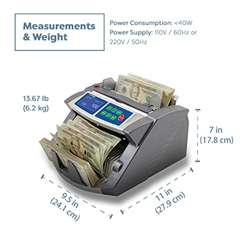 AccuBANKER AB1100PLUS UV Commercial Digital Bill Counter, Hopper Capacity 200 Bills & Speed 1,300 Bills/Min, Money Counter Machine Includes Reliable Counterfeit Detector Ultraviolet - style: UV Detector