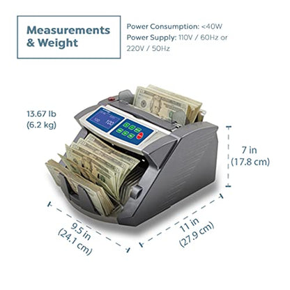 AccuBANKER AB1100PLUS UV Commercial Digital Bill Counter, Hopper Capacity 200 Bills & Speed 1,300 Bills/Min, Money Counter Machine Includes Reliable Counterfeit Detector Ultraviolet - style: UV Detector