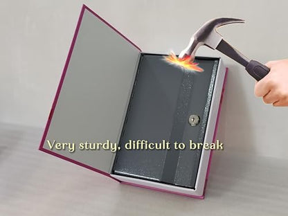 Book Safe with Key Lock - Hidden Diversion Safe for Cash & Jewelry, Anti-Theft Money Storage Box (9.5x6.2x2.2 Inch) | Hollow Book Secret Safe for Home/Office/Travel(Pink and Red lips - Key Lock) - color: Pink and Red lips - Key Lock