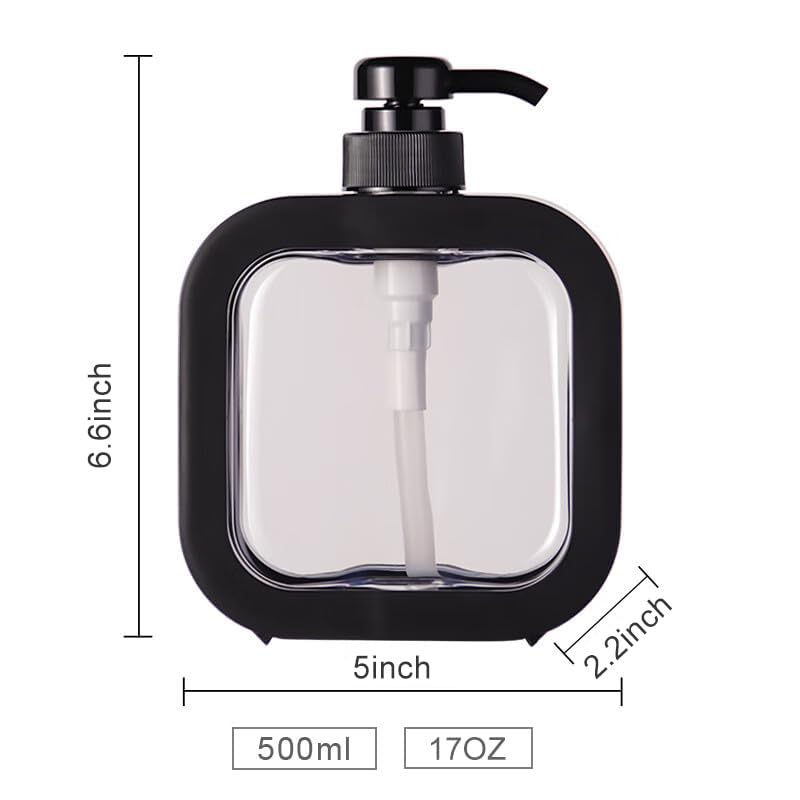 Hand Soap Dispenser for Bathroom, Modern Dish Soap Dispenser for Kitchen Sink, Liquid Soap Container with Pump, Clear Plastic Soap Pump Bottles (2 Packs,17oz, Black) - color: Black 500ml