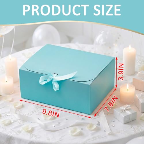 LWYMX 12 PCS Blue Gift Boxes with Lids，9.8x7.8x3.9, Bridesmaid Proposal Box with Ribbon, Gift Boxes for Wedding, Christmas, Valentine's Day,Birthday,Baby Shower and the other Parties - color: Blue, size: 1 Count (Pack of 12)
