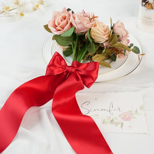 Red Double-Faced Satin Ribbon, 3 Inch x 10 Yards - color: Red