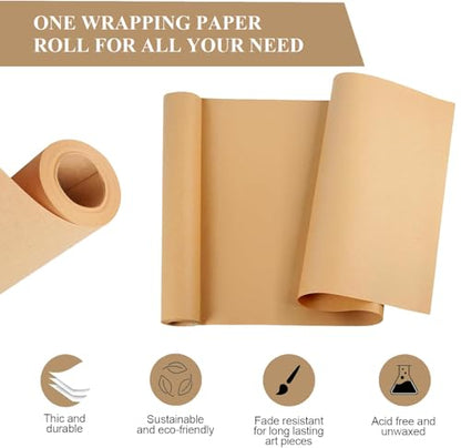 PONGHEI Brown Wrapping Paper Roll 30"x 2400" Craft Packing Paper for Gift Wrapping Bulletin Board Paper Roll Bouquet Flower Table Covering Poster Packing Shipping Moving Supplies - color: Brown, size: 200ft