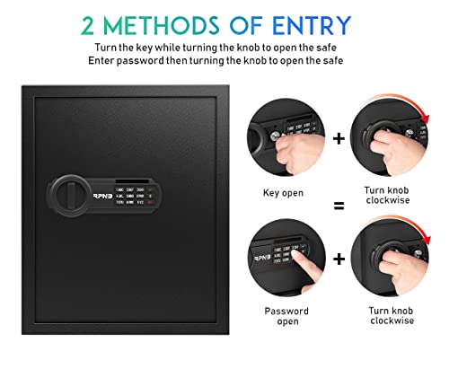RPNB Digital Home Safe Box,Personal Safe,Money Safes for Home,1.52 CuFt - size: 16.51"×13.76"×12.97"