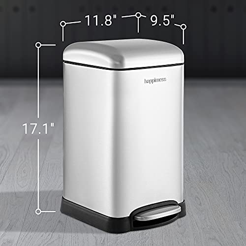 happimess Betty Retro Mini 3.2 Gal Step Trash Can, Platinum Silver - color: Chrome