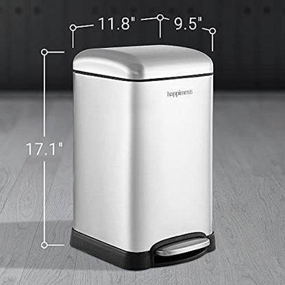 happimess Betty Retro Mini 3.2 Gal Step Trash Can, Platinum Silver - color: Chrome
