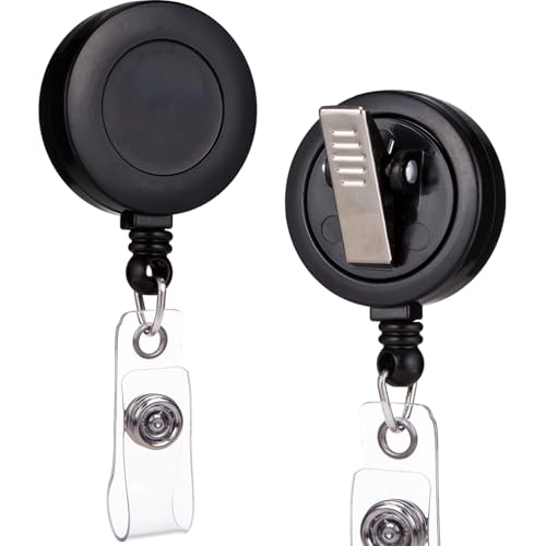 QREEL Badge Reel, ID Badge Holder Retractable Clip, Black, 10 Pack - color: Black, size: 10 Pack