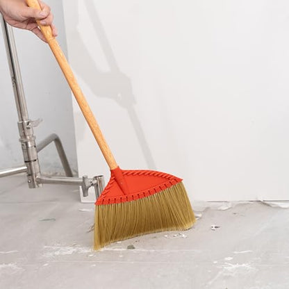 Bathroom Cleaning Broom Set, 4-Piece Broom and Dustpan Set with Long & Short Handle Brooms – Stiff Floor Broom, Angle Broom & Toilet Scrub Brush – Cleaning Tools for Bathroom & Kitchen