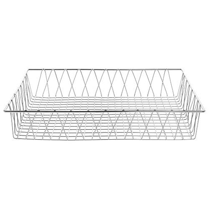 HUBERT Rectangular Chrome Plated Steel Wire Basket - 24" L x 18" W x 4" H