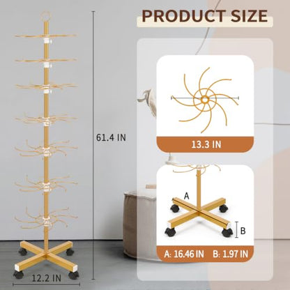 Flenpptly Retail Display Stand, 7-Tier Rotating Display Rack, Gold - color: 7-Tier Gold