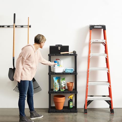 Gracious Living Knect-A-Shelf 4 Shelf Light Duty Storage Rack, Black - color: 4 Shelf - Black, size: 1 Pack