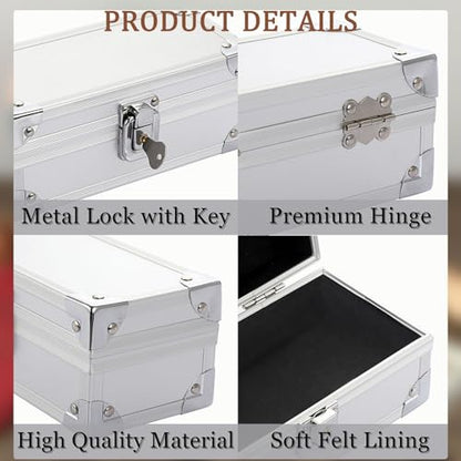 Hipiwe Lockable Cash Box Aluminium Alloy Money Box for with Key Lock - color: Silver, size: Small