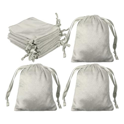uxcell 20pcs Velvet Drawstring Bags 3.2"x3.9" Small Jewelry Pouches Gray - color: Gray, size: 1 Count (Pack of 20)