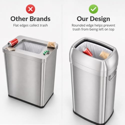 iTouchless 30G Commercial Trash Can with Wheels | Open Top Stainless Steel - color: Silver, 30 Gal