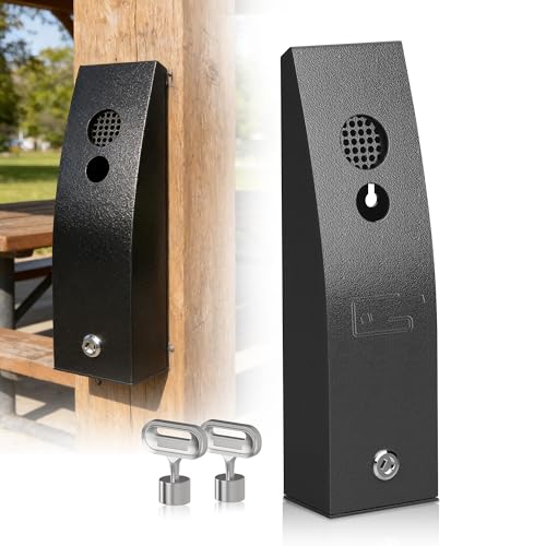 Wall Mounted Trash Can Outdoor Commercial Receptacles Container Disposal Outdoor Vertical Trash Can for Hotel Café Bar Shopping Centre Courtyard (Black) - size: Medium—Ⅰ