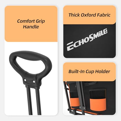 EchoSmile Wagons Carts Foldable Heavy Duty 350Lbs Capacity, Black&Orange - color: Black&orange-arrow