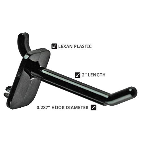Azar Plastic 800002-B 2-Inch Lexan Pegboard hook, Black , 50-Pack, 2 Inch - color: Black, size: 2 Inch