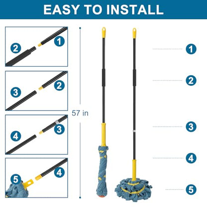 Self-Wringing Twist Mop for Floor Cleaning, Microfiber Cloth Floor mop, 57" - color: Microfiber Cloth (1 Handle & 1 Mop Head)