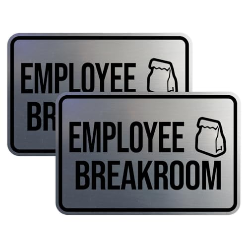 Classic Framed Employee Breakroom Sign (Brushed Silver) - Small 2 Pack - color: Brushed Silver, size: 4 x 6" - Small (2 Pack)