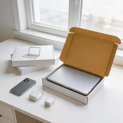 Fishat 13" x 10" x 2" White Corrugated Cardboard Shipping Boxes Set of 5 - size: 13" x 10" x 2"
