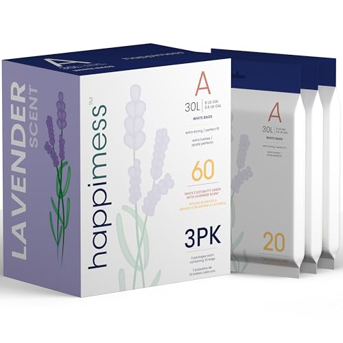happimess 20-Count Lavender 8 Gal Drawstring Trash Bags, White, Pack of 3 - color: White (Lavender Scented), size: 60 Count (Pack of 1)