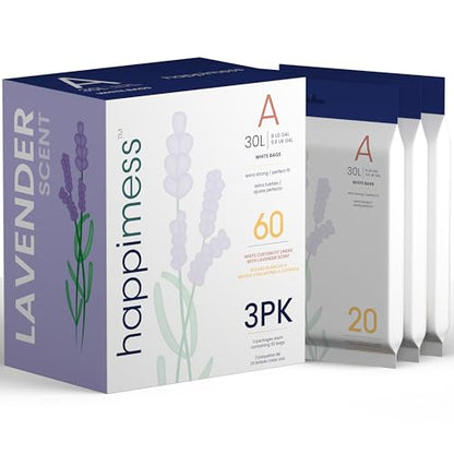 happimess 20-Count Lavender 8 Gal Drawstring Trash Bags, White, Pack of 3 - color: White (Lavender Scented), size: 60 Count (Pack of 1)
