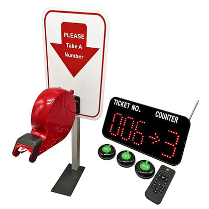 Take a Number System Now Serving Number Sign Simple Queue Management System with 3-Digit Ticket Dispenser Stand 000-999
