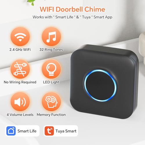WiFi Wireless Doorbell Chime for Google Nest, Ring, Blink -2 Pack