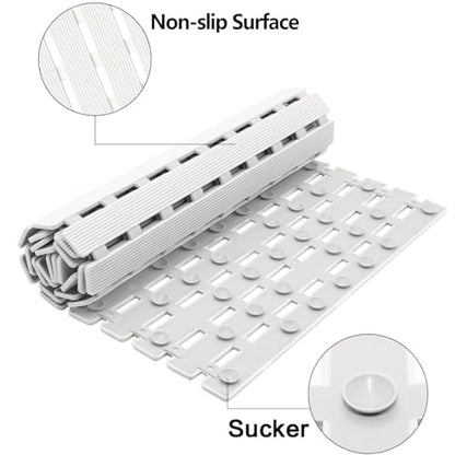 BEMISO Shower Mat Non Slip Bathtub Mat 37.4 x 15.7 Inch Bath Mat for Tub - color: White, size: 37.4 x 15.7 inches