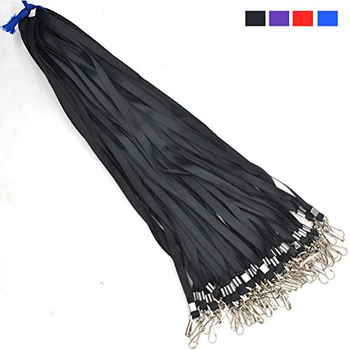 Beebel Black Lanyard Bulk Lanyards for Id Badges Flat Lanyard with Badge Clip Swivel Hook 50 Pack - color: Black, size: 50 Pack