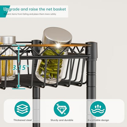 SINGAYE 6 Tier Shelf Wire Shelving Adjustable Storage Shelves Basket Rack - color: Black, size: 6-Tier[13.5"Dx13.5"Wx63"H]