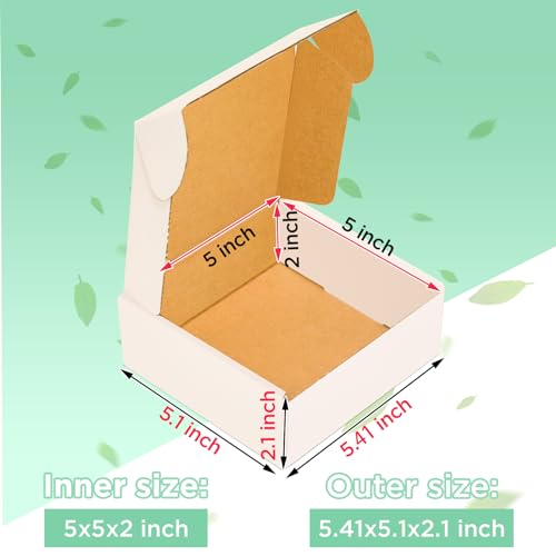 50 pack Small Shipping Box,5x5x2''Corrugated Mailer,YUNSY-BOX Cardboard Box - size: 5X5X2