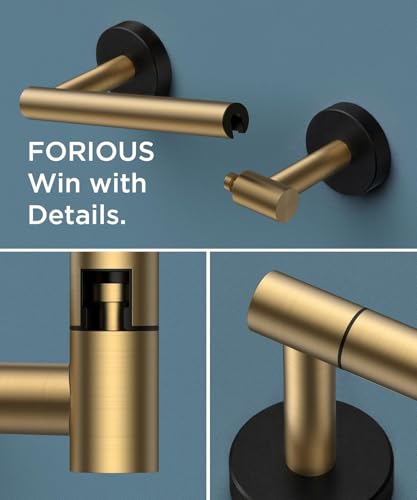 FORIOUS Commercial Toilet Paper Holder Wall Mount Bathroom Tissue Holder - color: Brushed Gold & Matte Black