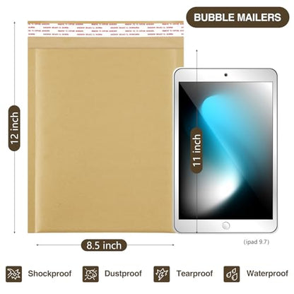 UCGOU Natural Kraft Bubble Mailer 8.5x12" 40 Pack Usable Size 8.5x11" Brown - size: 8.5x12" 40PC