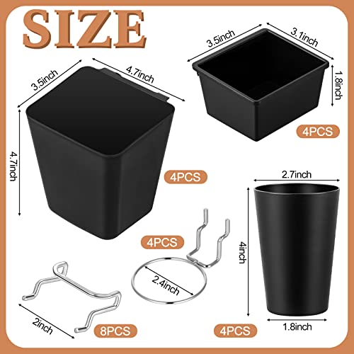 Jinei 12 Pcs Pegboard Bins Baskets with Hooks Organizer Set,Black - color: Black