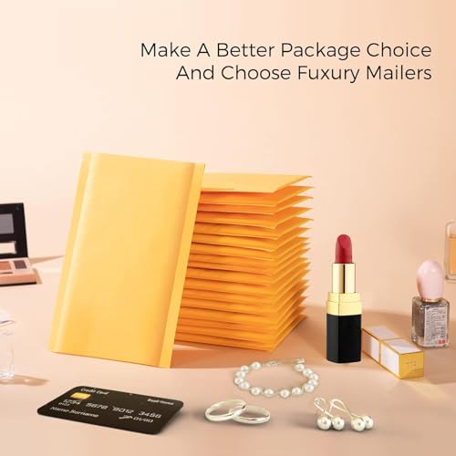 Fuxury Kraft Bubble Mailer 4x8" Pallet 19200 Pack Self Seal Padded Envelope - color: Yellow, size: 4x8" 19200PC