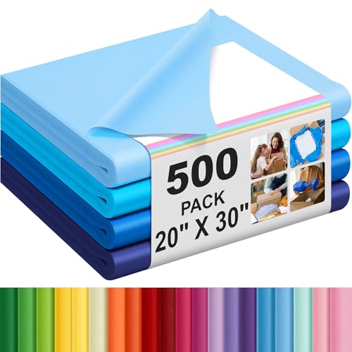 500 Sheets Blue Tissue Paper Bulk 20 x 30 Inch for Homecoming Gift Bags - color: Blue Series, size: 20 x 30 Inch