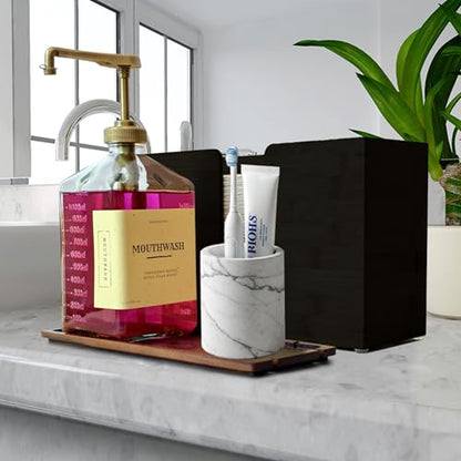 eBun Bamboo Paper Towel Dispenser with Removable Wooden Lid Tray, Black - color: -Black