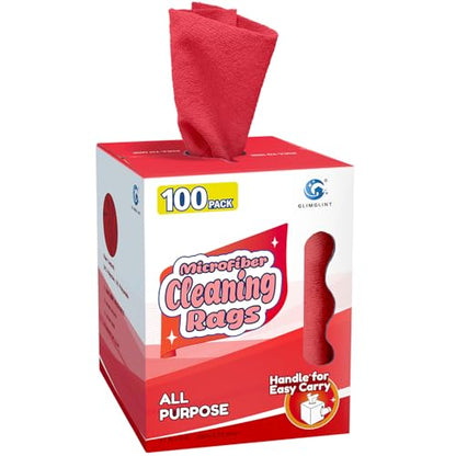 GLIMGLINT Microfiber Cleaning Cloth 100 Pack, Reusable Paper Towels 11 x 9 - color: Red