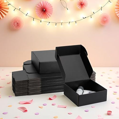 8x8x3 inch Black Shipping Boxes for Small Business- Set of 25 - color: Black, size: 8x8x3 Inch