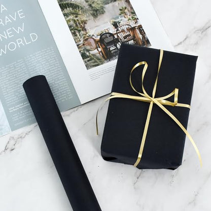 BEISHIDA Black Gift Wrapping Paper Roll, 15in X 32ft Kraft Bulletin Board Paper Gift Wrap for Christmas Mother's Day Valentine's Day Graduation, Flower Wrap - color: black